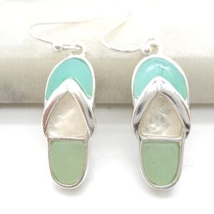 Flip Flops Sea Glass and Resin Earrings